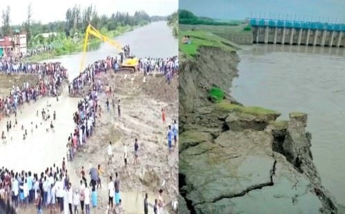 ‘রিকশাওয়ালা বাঁধের’ কারণে ভাঙন শুরু   হুমকিতে বামনী স্লুইসগেটসহ বিস্তীর্ণ এলাকা