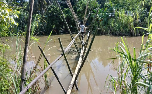 মাতুভূঞায় মানুষের যাতায়াতের একমাত্র ভরসা বাঁশের সাঁকো